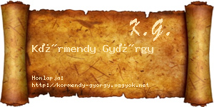 Körmendy György névjegykártya